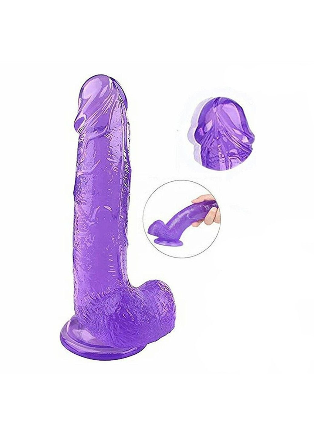 Фиолетовый фаллоимитатор с мошонкой и присоской, размер XL (220*45 мм) We Love (284279492)