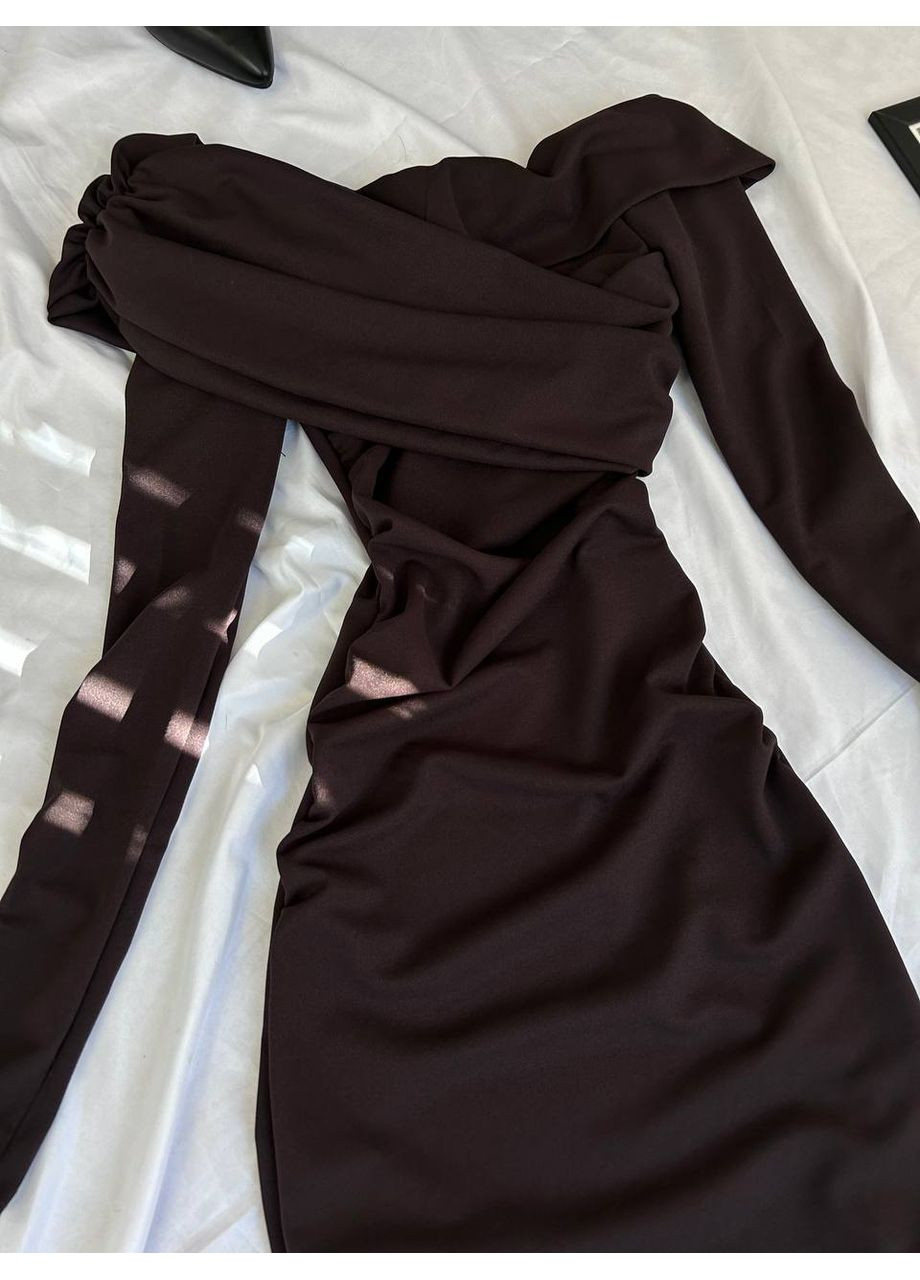 Темно-коричнева святковий, коктейльна, вечірня жіноча максі сукня силуетна Avanti однотонна