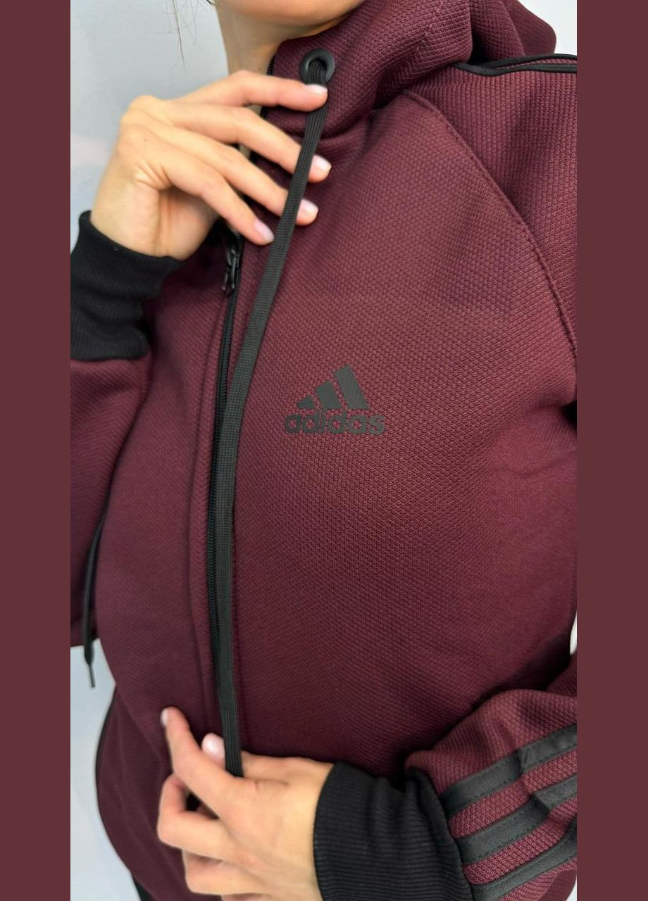 Спортивний костюм унісекс з капюшоном adidas бордовий No Brand (353848843)