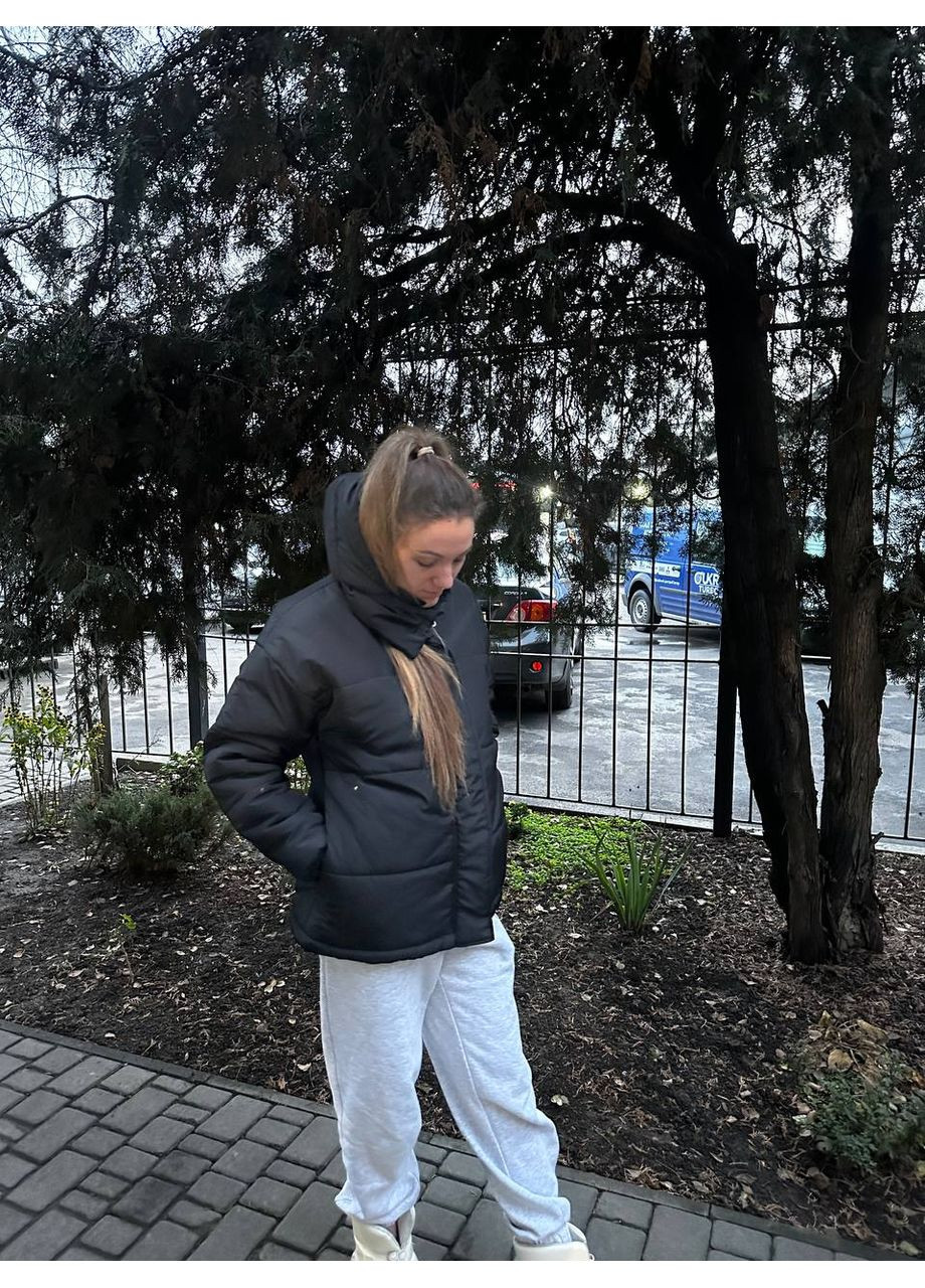 Черная зимняя ✨женская зимняя куртка-дутик с капюшоном и боковыми фиксаторами замеры в описании✨ куртка-пальто DK/DL Мода без кордонів