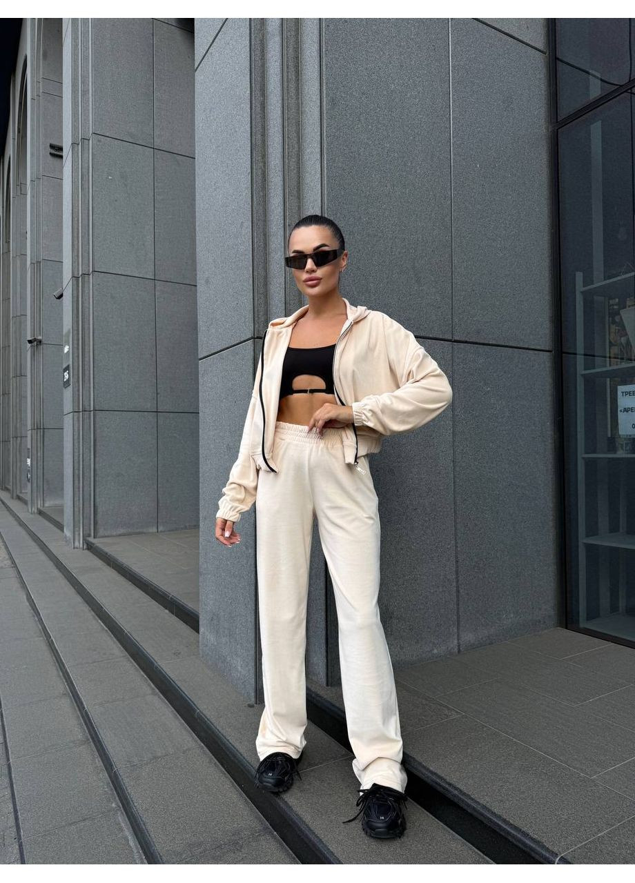 🔸Стильный костюм из замши (кофта на молнии + широкие брюки) Vione (367076379)