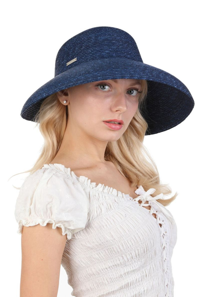 Капелюх солом'яний синій з опущеними полями (SC46462) Seeberger (295671624)