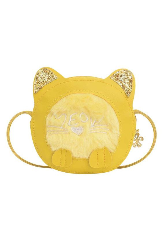 Дитяча сумочка для дівчинки подарунок Котик пухнастий з блискітками Жовта PRC (264913989)