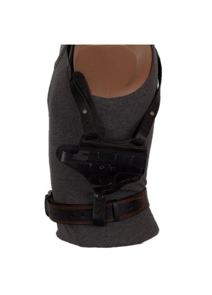 Кобура Форт-17 оперативна + поясна двостороння формована з чохлом під магазин (чорна шкіра) Сварог (342375249)