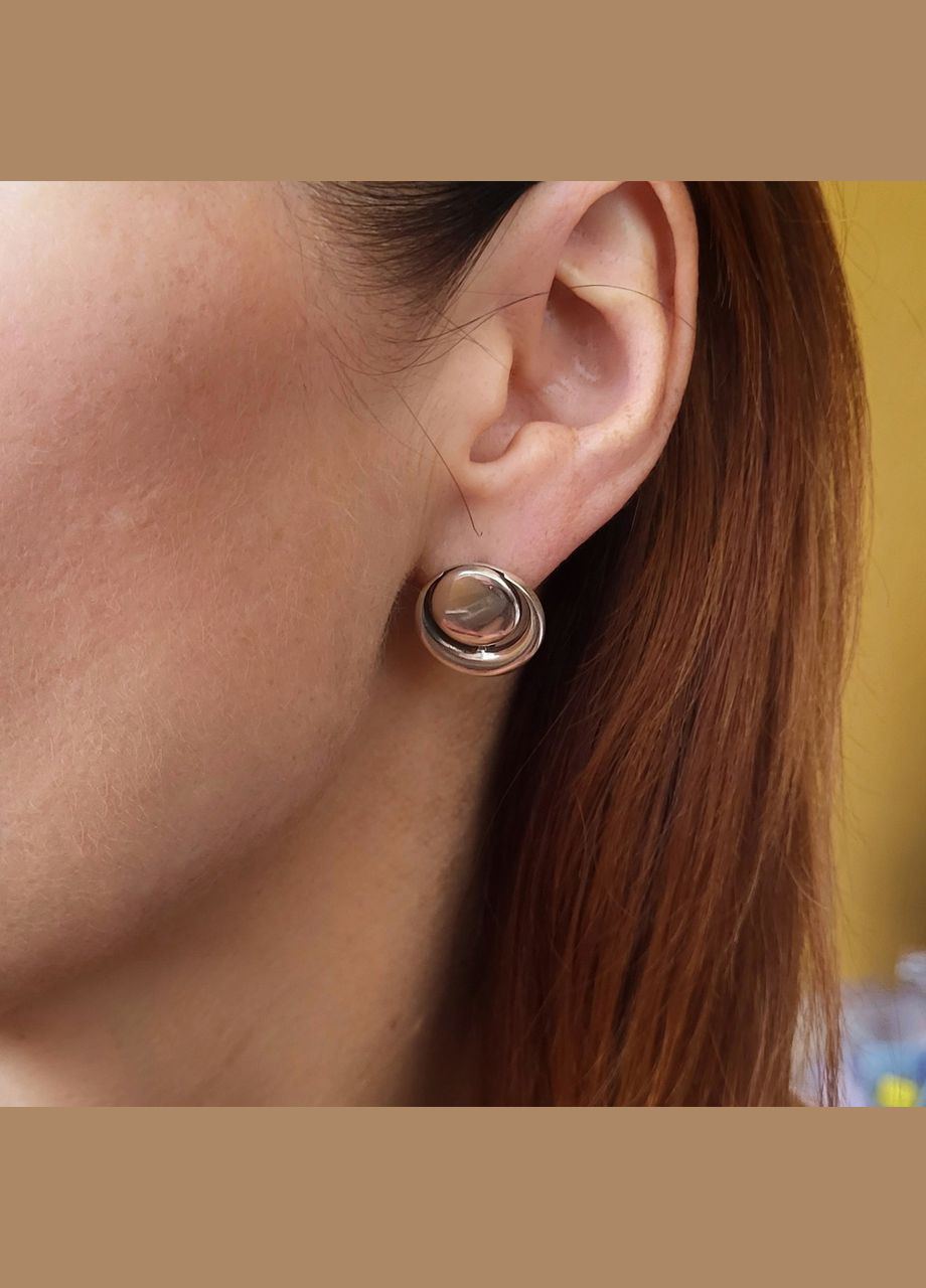 Срібні сережки Круглі без каменів Вега чорнене срібло 925 проби 20176 5.58г No Brand (306743364)