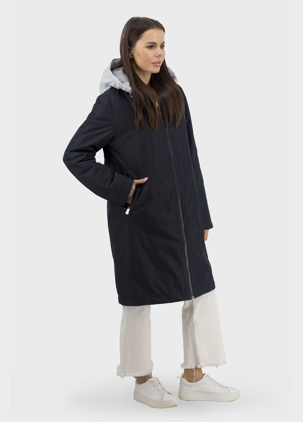 Жіночий двокольоровий спортивний бомбер-плащ з капюшоном Snow Owl (, ), 47542 на блискавці демісезон (331785570)