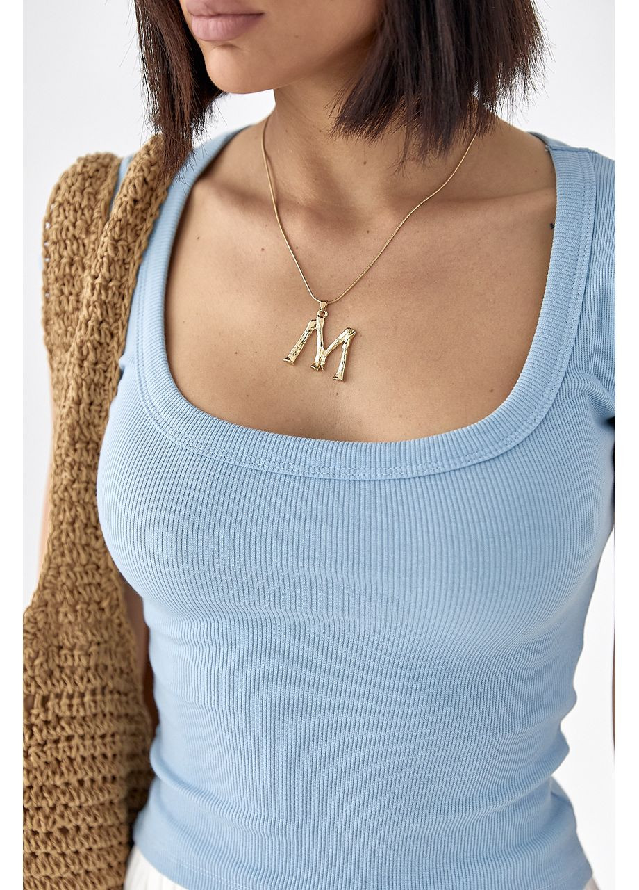 Однотонная футболка в рубчик Lurex - (333339909)