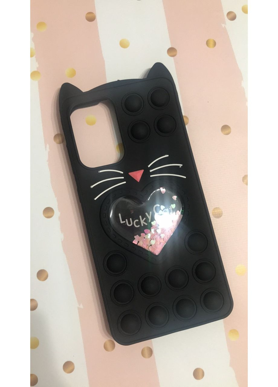 Чехол Попит Антистресс Поп-Ит Pop It для Samsung Galaxy А72 Котик с сердечком Чёрный Creative (359495686)