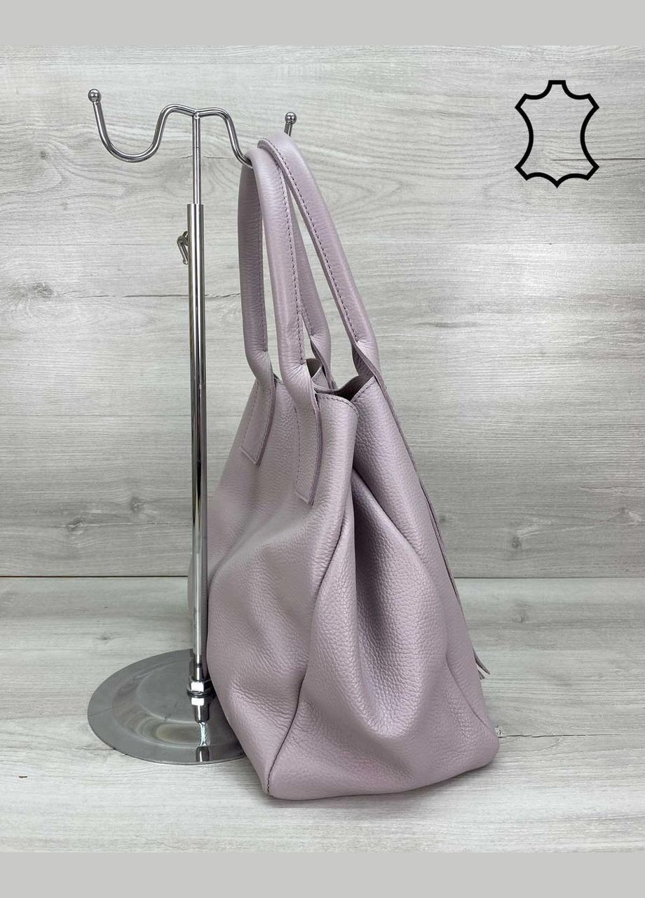 Кожаная женская сумка-шоппер с косметичкой «Akua» на плече и фиолетовая предплечья WeLassie (298570299)