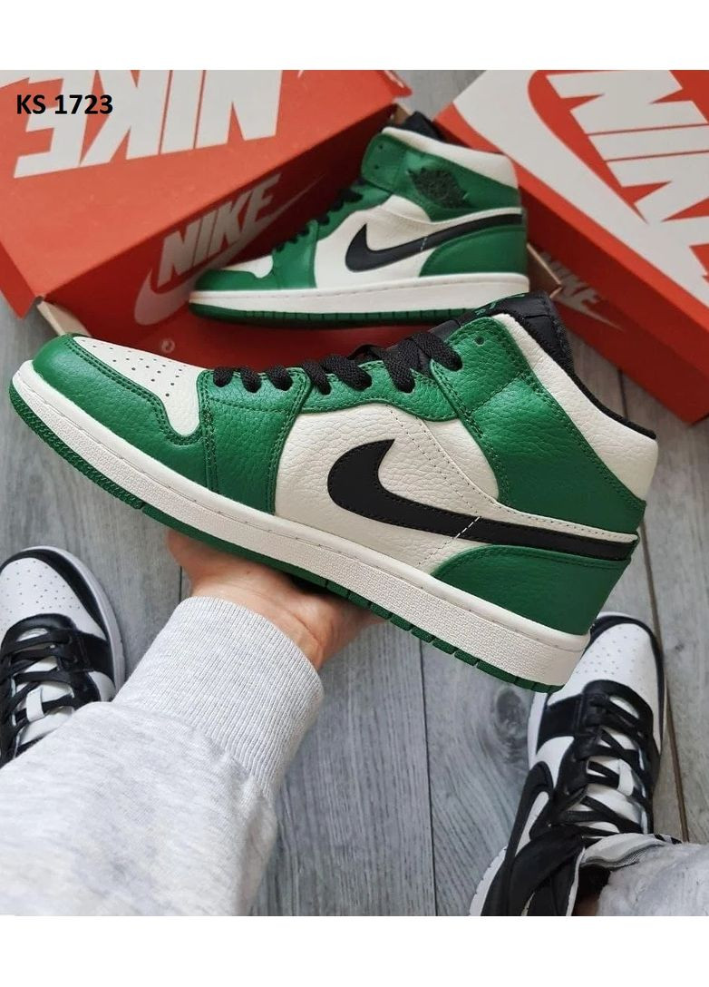КРОСІВКИ ЖІНОЧІ NIKE AIR JORDAN 1 GREEN НАЙК АІР ДЖОРДАН No Brand сірі демісезони (369387835)
