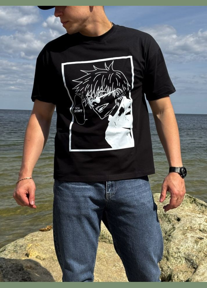 Чорна чоловіча футболка оверсайз anime finishyourwork, чорна Reload