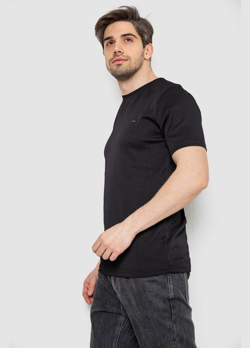 Черная футболка мужская в рубчик черная размер xl (sku_244r2526-1) с коротким рукавом No Brand