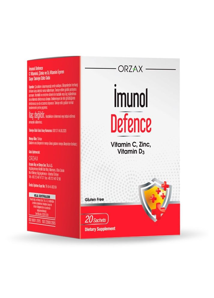 Вітамін D3, С та цинк Imunol Defence, 20 пакетиків для підтримки імунної системи Orzax (322292074)