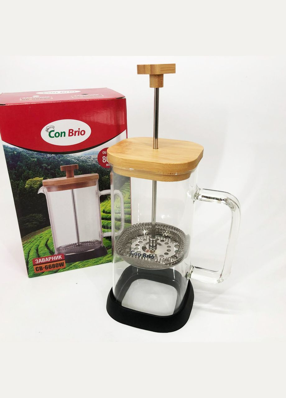 Френч-пресс CB-6680W 800 мл, Френч-пресс с ручкой, Френч-пресс для кофе, Френч-пресс для чая Con Brio (364665161)