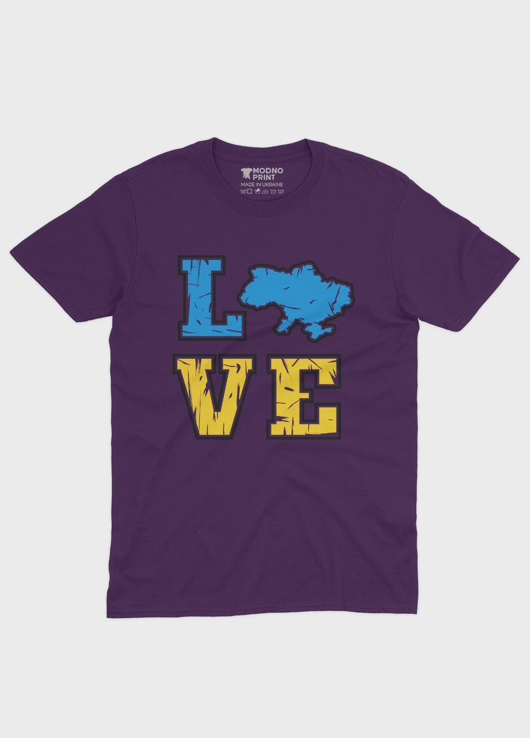 Фіолетова демісезонна футболка для хлопчика з патріотичним принтом love (ts001-2-dby-005-1-039-b) Modno
