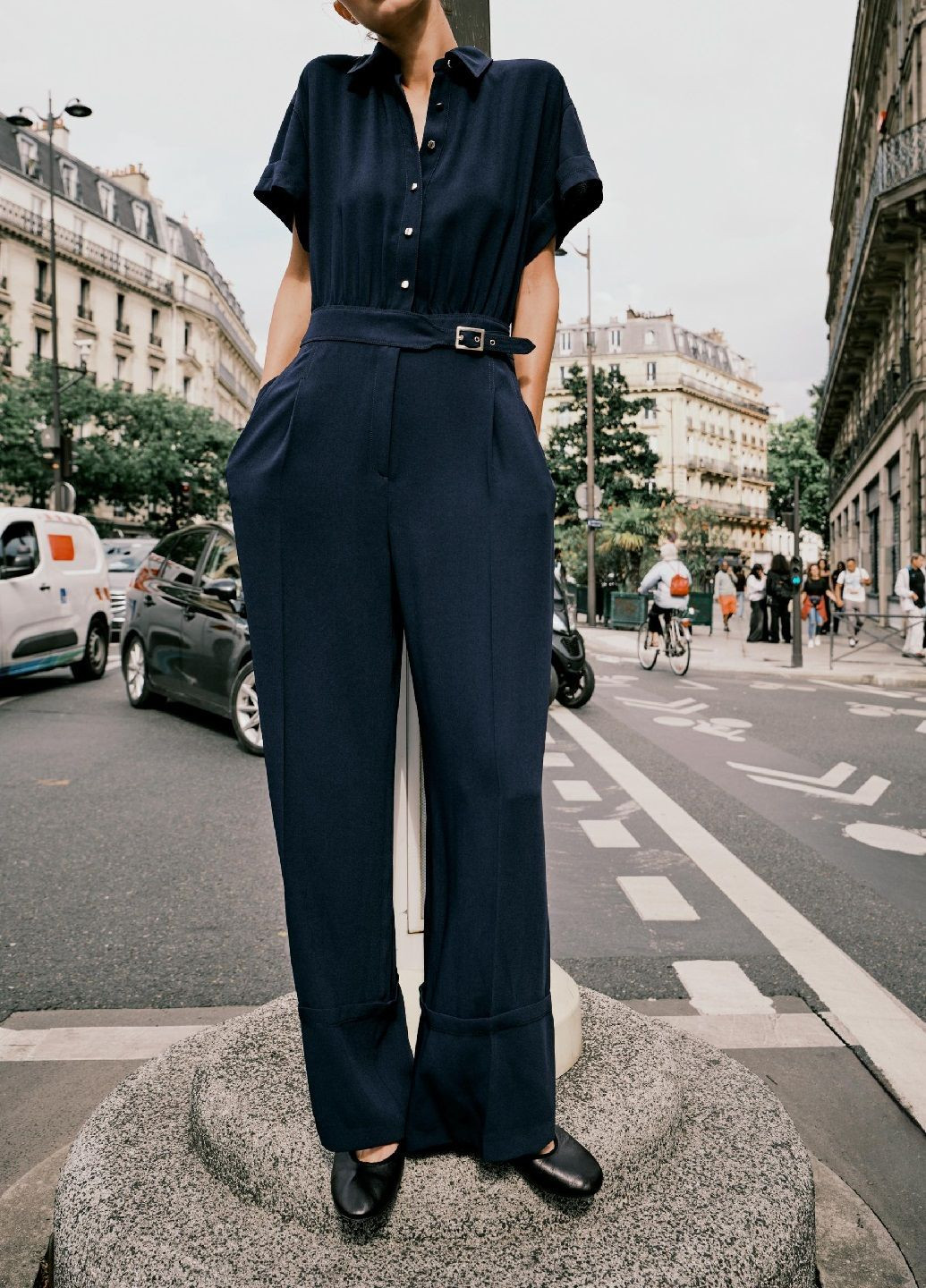 Комбинезон Zara однотонный тёмно-синий