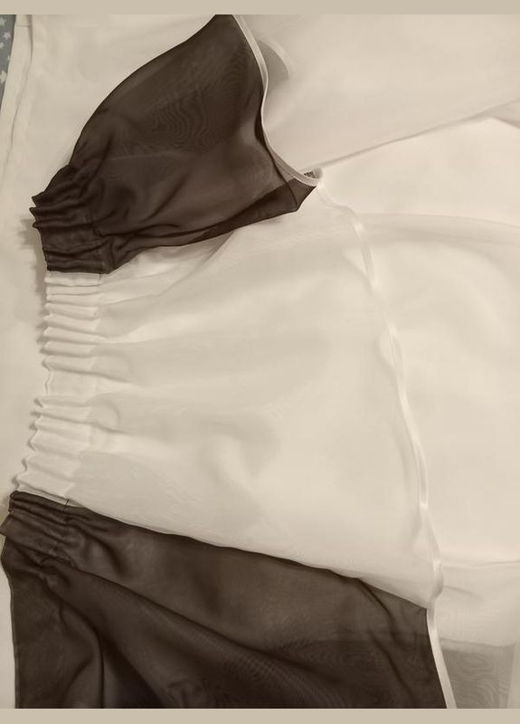 Готовый асимметричный тюль, короткий тюль, гардина на маленькое окно на кухню, гостиную, спальню, детскую. Цвет белый, коричневый Hanna (316680155)