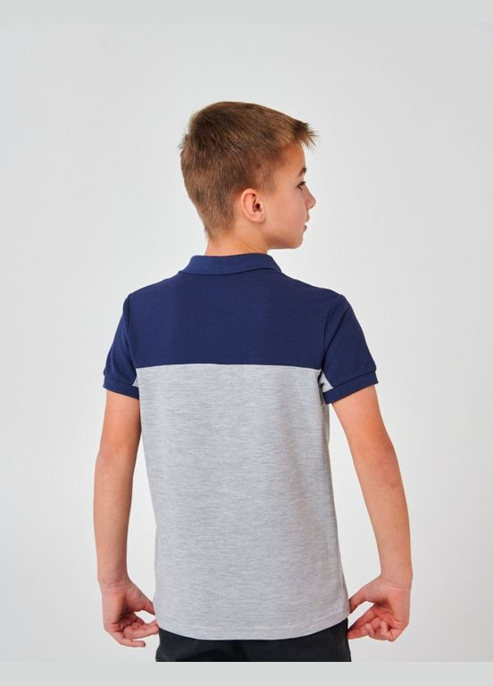 Синяя детская футболка-футболка-поло (короткий рукав) темно-синий для мальчика Smil