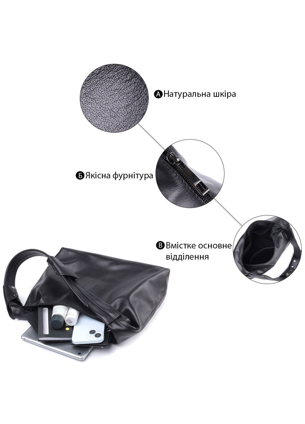 Практична жіноча сумка на плече із гладкої натуральної шкіри 29,5х21х9 см Shvigel (315871452)