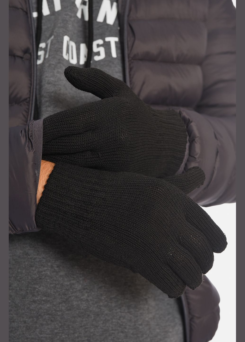 Рукавички чоловічі акрилові чорного кольору Let's Shop (311196415)