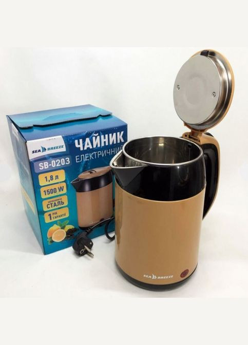 Електрочайник SB-0203 1,8 л чайник-термос 1500 Вт Бежевий Sea Breeze (315424116)