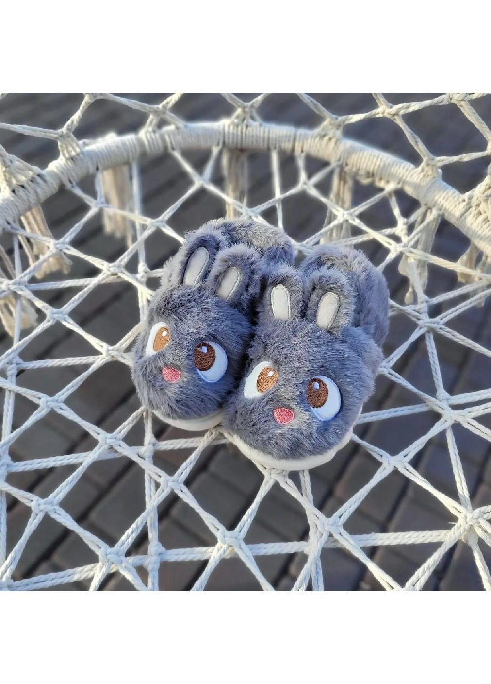 Дитячі кімнатні домашні зимові плюшеві закриті тапочки для дітей дівчаток 20 см (481724-Prob) Сіра Зайка розмір 32-33 Unbranded (365657970)