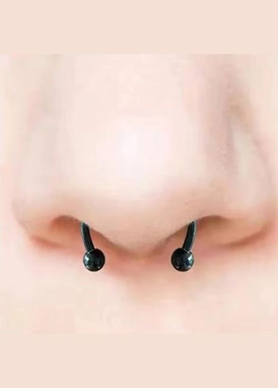 Магнітний септум-кліпс у наборі з 5 насадок на пірсинг чорний No Brand (323652830)