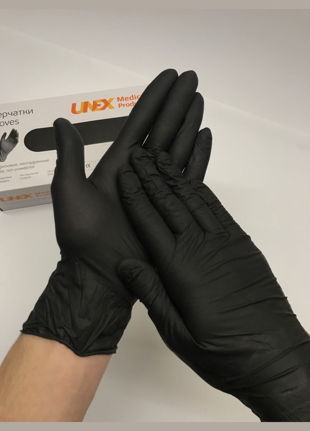 Нітрилові рукавички black, розмір S 100 шт. (3.6 г) Unex (280917523)