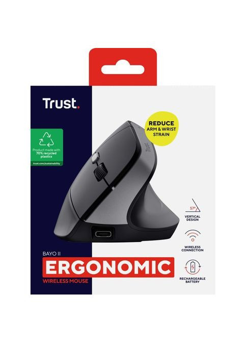 Мышка (25145) Trust Bayo 2 Ergonomic Wireless/USB-A Black (295929475)