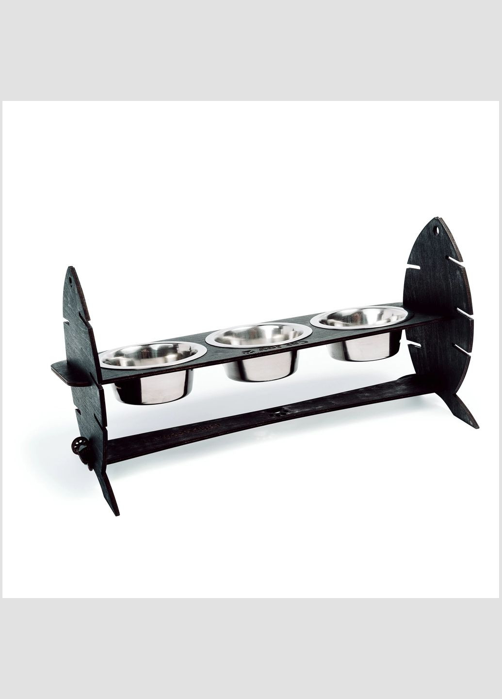 Кормушка для котів Скелет риби з регулюванням висоти Венге на 3 миски Cat Joy (301212357)