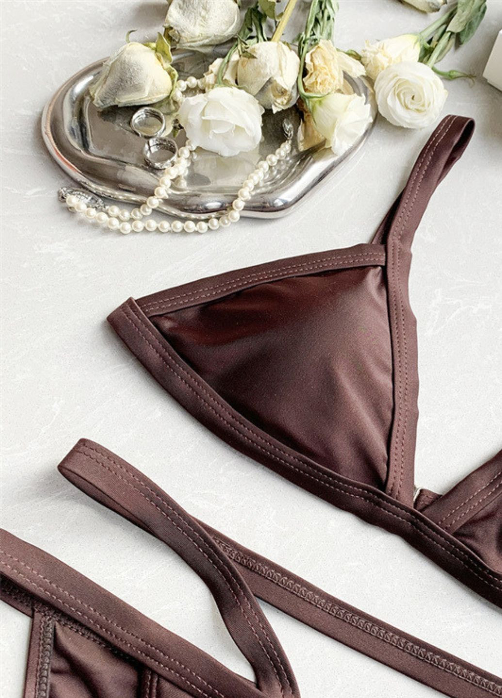 Коричневый летний раздельный купальник monika раздельный FS