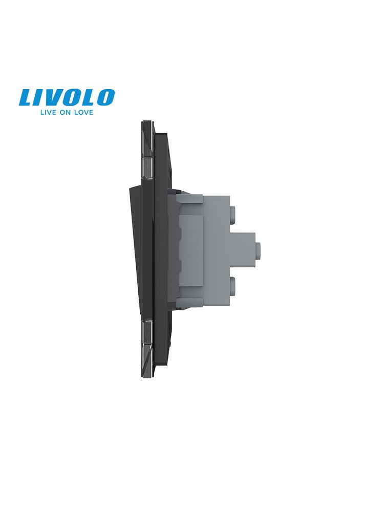 Выключатель универсальный 2-клавишный стекло 250В 10А (VL-C7FCMKS-1BP) Livolo (370984985)