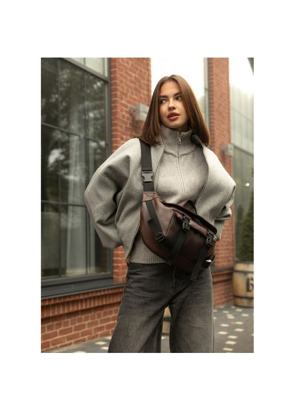 Велика жіноча поясна сумка бананка DynamicDart коричнева Sambag (322870759)