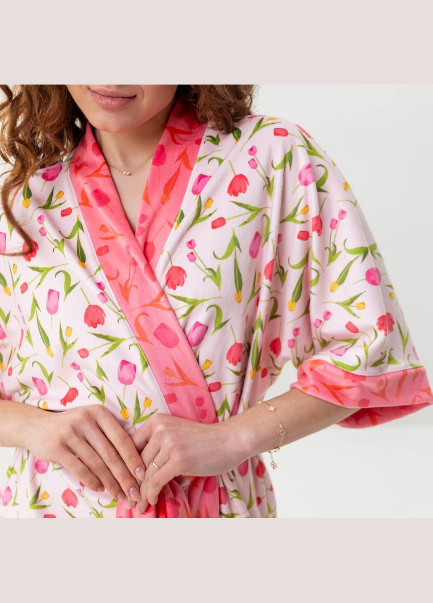 Халат жіночий з плюшевого велюру Тюльпанчик 3413_XL 15938 XL FlexDress (336767001)