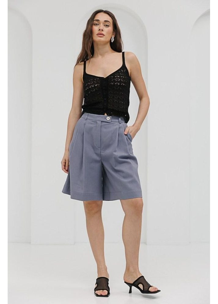 Шорти жіночі льон вільні бермуди висока талія S сірі Arjen (350349494)