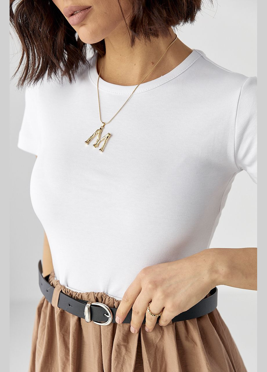 Коричнева жіноча довга сукня з поясом Lurex