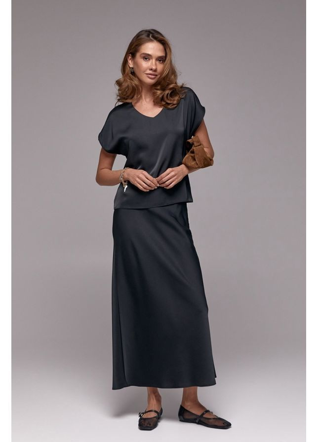 Спідниця шовк-сатин 3012 Чорний Triko Bakh (368650899)