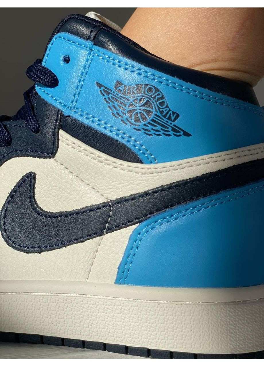 Белые демисезонные кроссовки мужские nike air jordan 1 retro high patent blue toe найк аир джордан No Brand