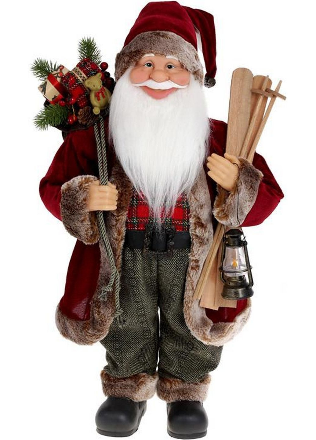 Мягкая игрушка "Санта с подарками, лыжами и фонарем" 28,5х19х59,5 см Bona (289364116)