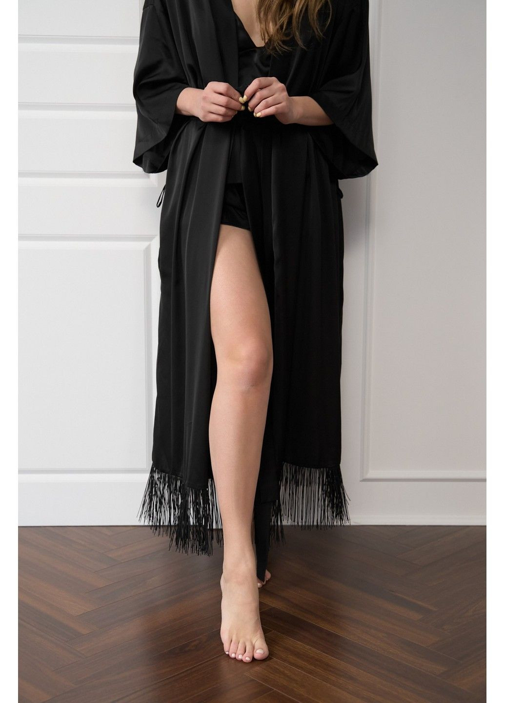 Халат женский шелковый макси BOHO HOME черный Handy Wear (322858098)