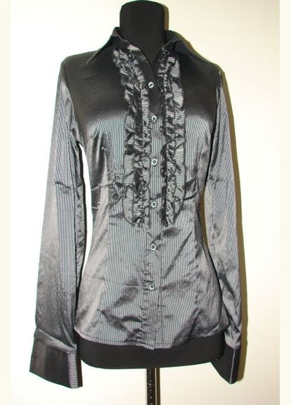 Чорна блузка чорна в дрібну смужку з рюшами р60 2 Льва