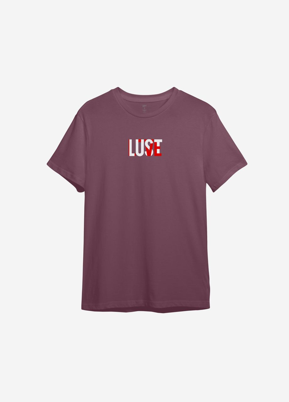 Бордовая всесезон футболка с принтом "lust love" ТiШОТКА
