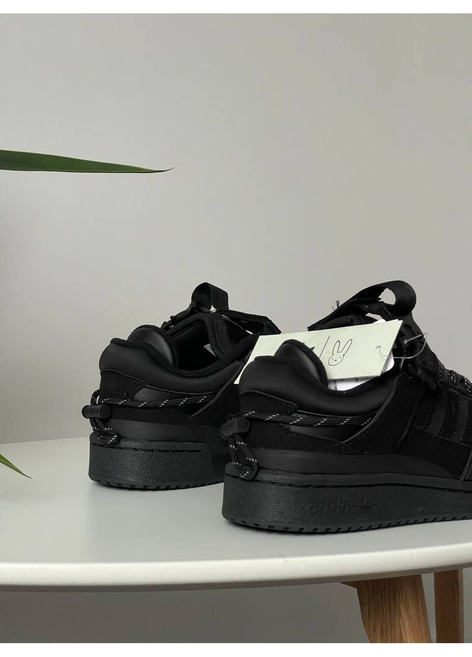 Чорні Осінні кросівки чоловічі і жіночі adidas forum “back to school” x bad bunny | адідас форум бед банні чорні No Brand