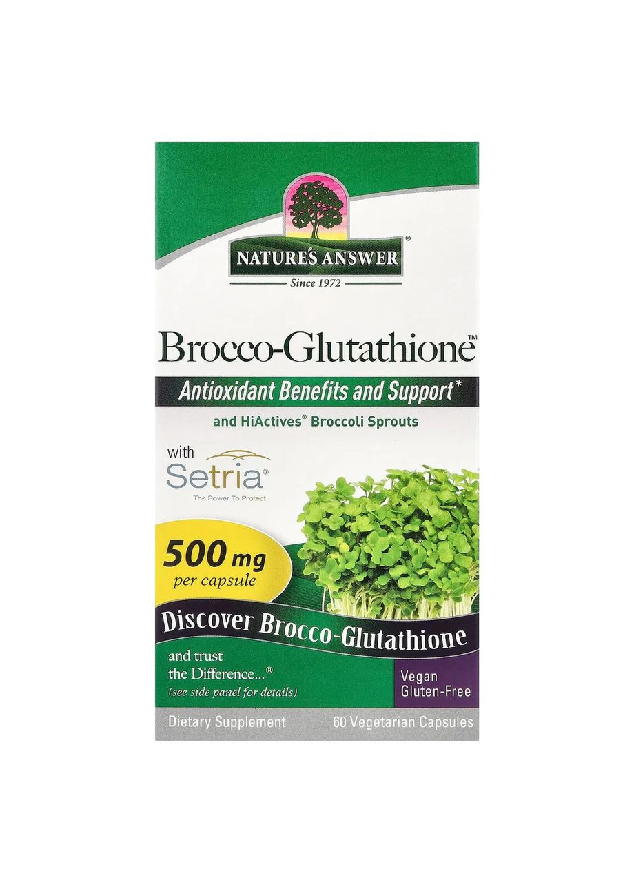 Брокки-глутатион 500 мг, 60 капсул Nature's Answer (361118962)