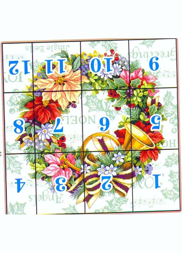 Набор для вышивания по нанесённой на канву схеме"Holiday wreath". AIDA 14CT printed 54*54 см Joy Sunday (313614444)