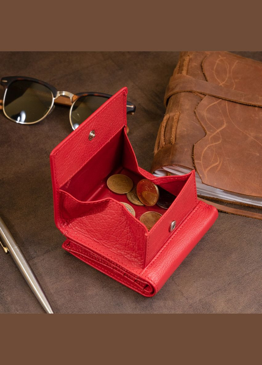 Женский кошелек из натуральной кожи с монетницей 19259 Красный st leather (306881447)