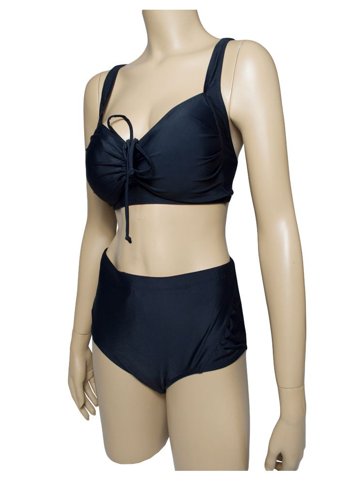 Черный летний купальник большого размера с мягкой чашкой и закрытыми плавками модель 0175 черный арт.7123 раздельный Fuba.Vi