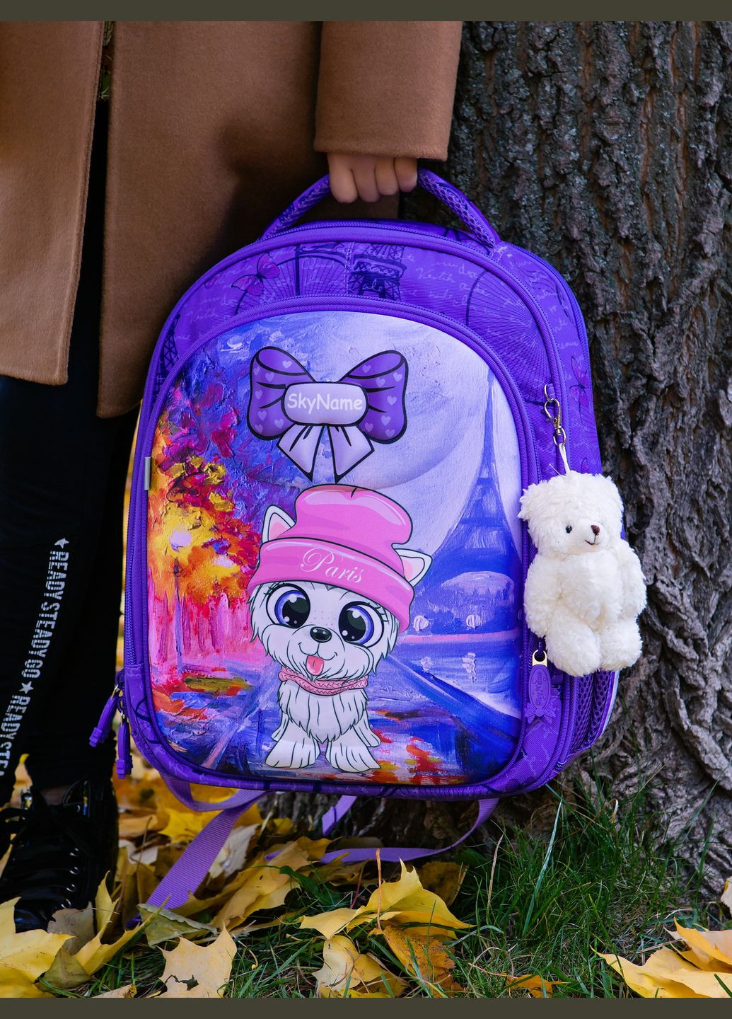 Ортопедический школьный рюкзак (ранец) для девочки фиолетовый с Котиком 37х29х18 см для начальной школы (R4-413) Winner (293504232)