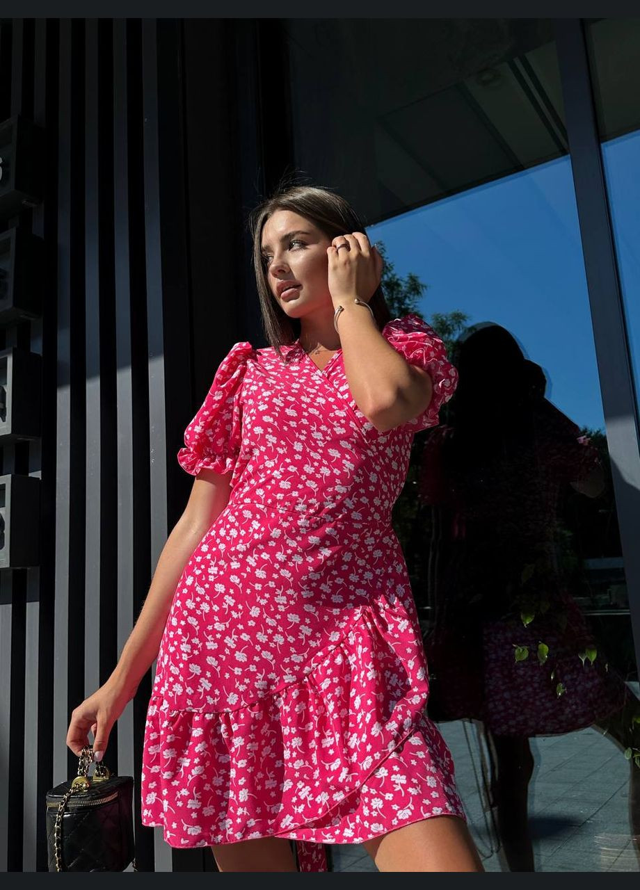 Малинова повсякденний сукня DK/DL Мода без кордонів з квітковим принтом