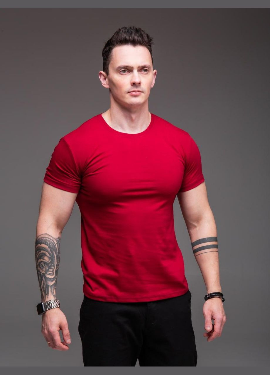Червона футболка чоловіча - однотонна, вільна з коротким рукавом JUGO R.A Drop № 2365